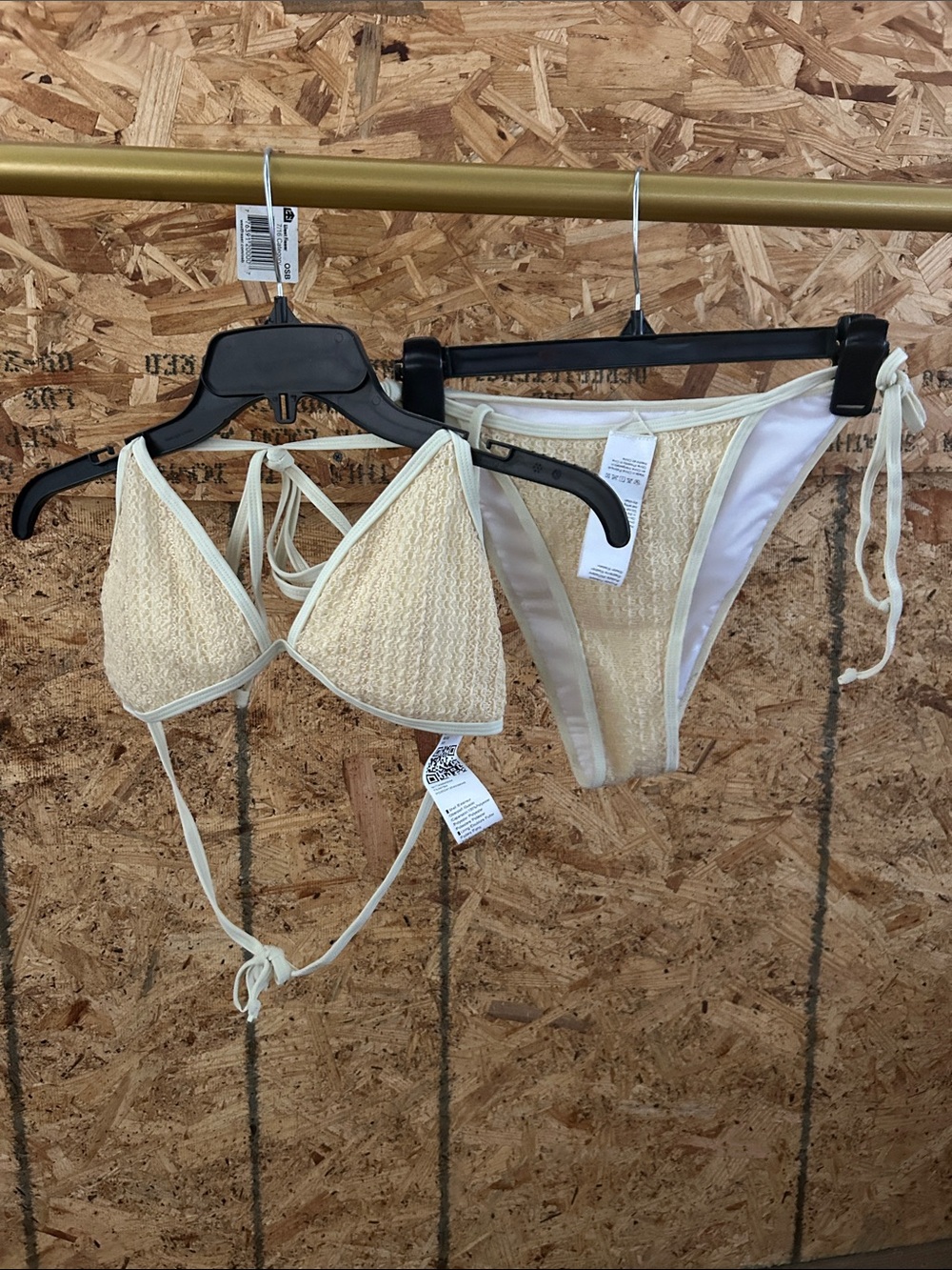 Women’s Cream Crochet Triangle Bikini Set